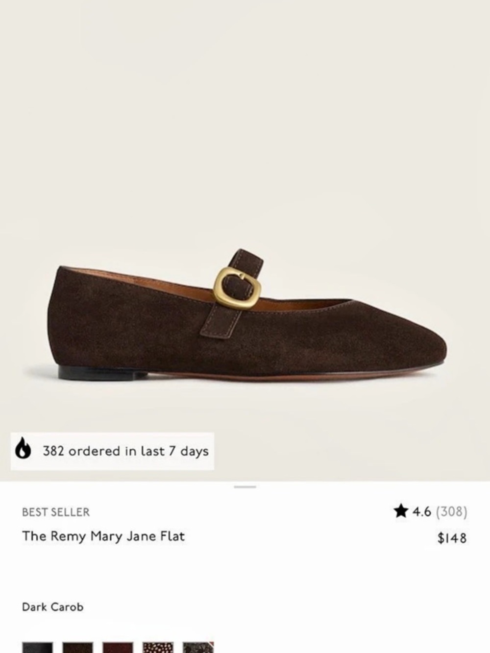 Madewell The Remy Mary Jane Flat Suede Mary Jane Flats Brown US 7 NWT